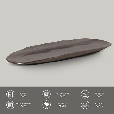 Porto Brasil Minimalist Abstract Stoneware Serving Platter Hand Finished - Set of 4