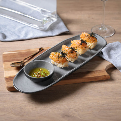 Porto Brasil Minimalist Solid Hand Finished Stoneware Serving Platter - Set of 4