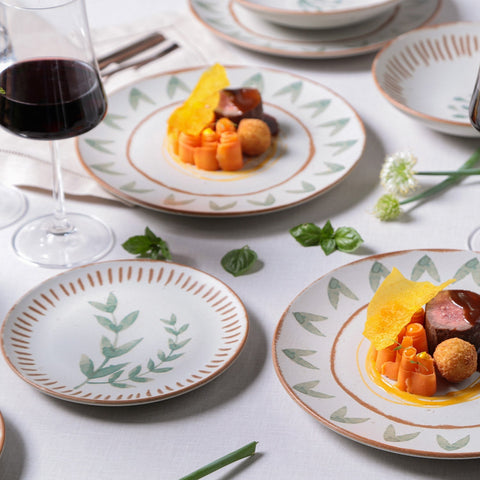 Porto Brasil Decorated Bohemian Glazed Stoneware Dessert Plate Set - Set of 6