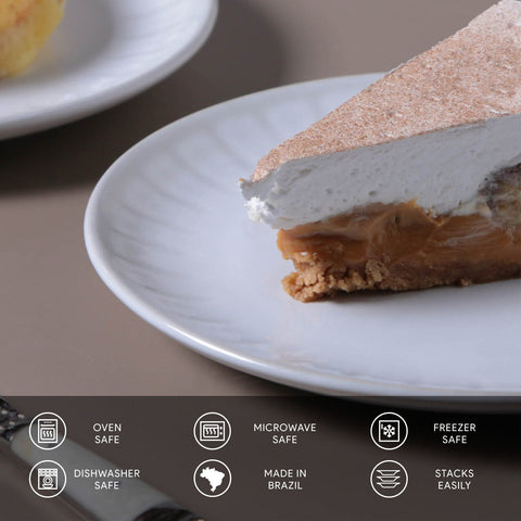 Porto Brasil Everyday Minimalist Glazed Stoneware Dessert Plate Set - Set of 6