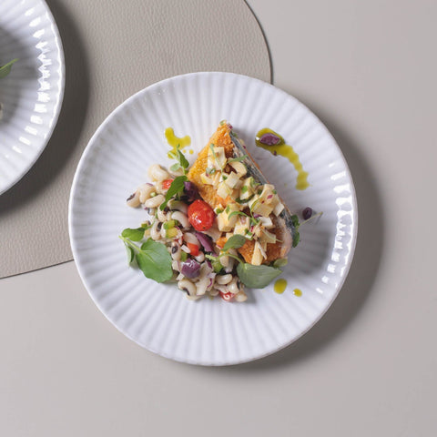 Porto Brasil Everyday Minimalist Embossed Glazed Dessert Plate Set - Set of 6