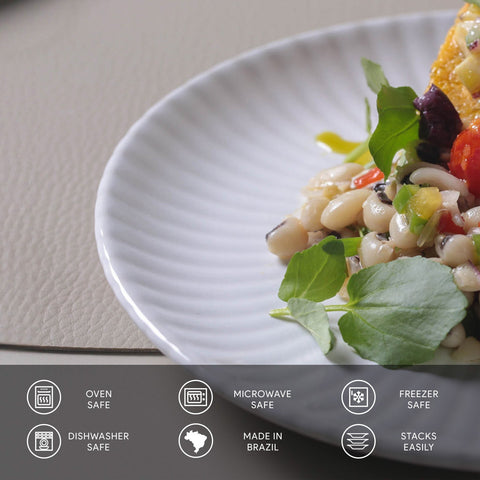 Porto Brasil Everyday Minimalist Embossed Glazed Dessert Plate Set - Set of 6