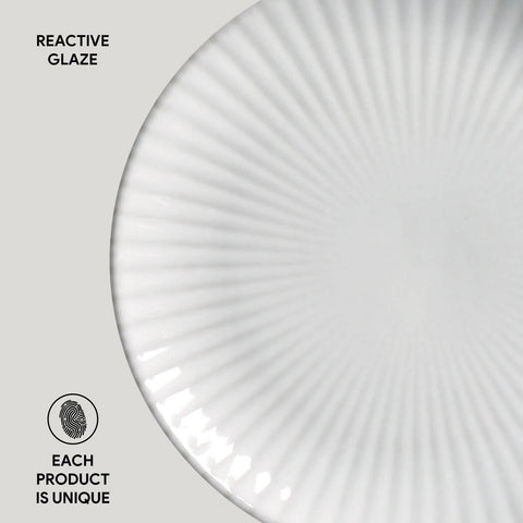 Porto Brasil Everyday Minimalist Embossed Glazed Dessert Plate Set - Set of 6