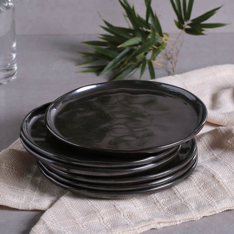 Porto Brasil Everyday Modern Handmade Glazed Stoneware Dessert Plate Set - Set of 6