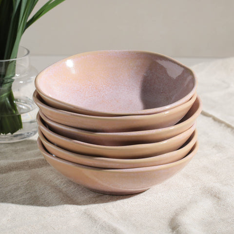 Porto Brasil Everyday Contemporary Handmade Glazed Stoneware Bowl Set - Set of 6