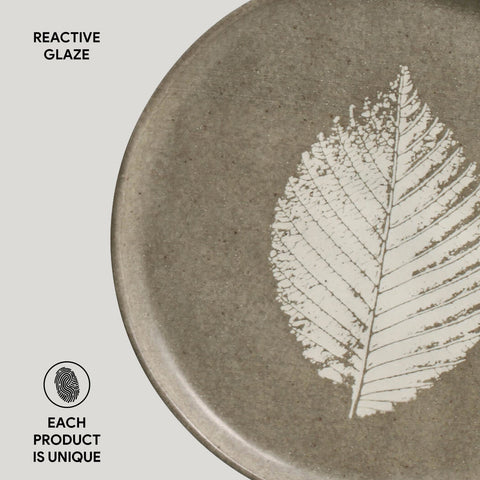 Decorated Abstract Stoneware Plate Set with Graphic Embellishment