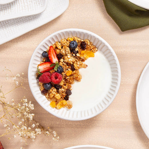 Porto Brasil Everyday Handmade Embossed Glazed Bowl Set - Set of 6