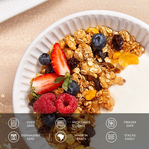 Porto Brasil Everyday Handmade Embossed Glazed Bowl Set - Set of 6