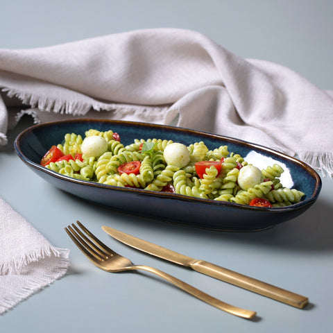 Porto Brasil Organic Abstract Stoneware Serving Platter with Glazed Finish - Set of 4