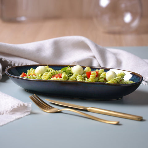 Porto Brasil Organic Abstract Stoneware Serving Platter with Glazed Finish - Set of 4