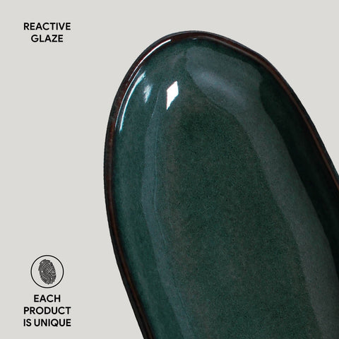 Porto Brasil Organic Abstract Stoneware Serving Platter with Glazed Finish - Set of 4