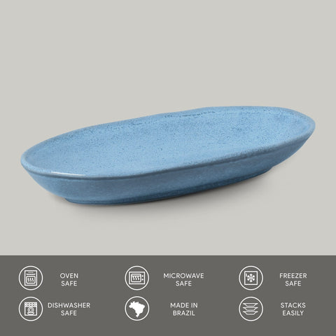 Porto Brasil Organic Abstract Stoneware Serving Platter with Glazed Finish - Set of 4