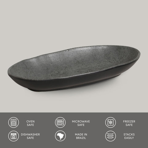 Porto Brasil Organic Minimalist Hand Finished Stoneware Serving Platter - Set of 4