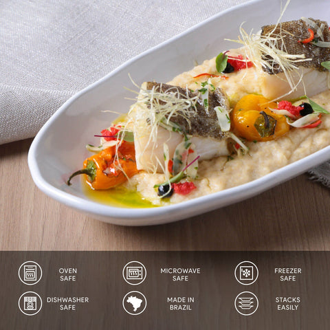 Porto Brasil Porto Brasil Everyday Minimalist Hand Finished Stoneware Serving Platter - Set of 4