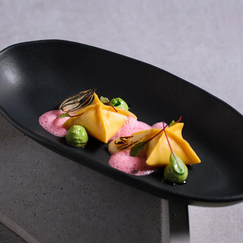 Porto Brasil Minimalist Solid Stoneware Hand Finished Matte Serving Platter - Set of 4