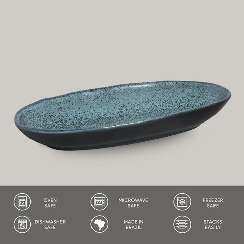 Porto Brasil Modern Abstract Hand Finished Glazed Stoneware Serving Platter - Set of 4