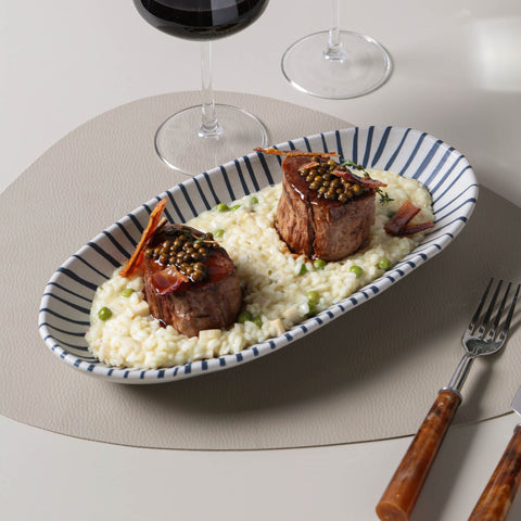 Porto Brasil Porto Brasil Decorated Modern Stripe Stoneware Serving Platter - Set of 4