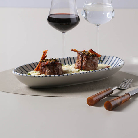 Porto Brasil Porto Brasil Decorated Modern Stripe Stoneware Serving Platter - Set of 4