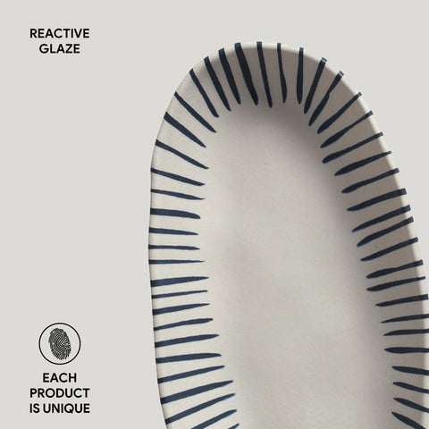 Porto Brasil Porto Brasil Decorated Modern Stripe Stoneware Serving Platter - Set of 4