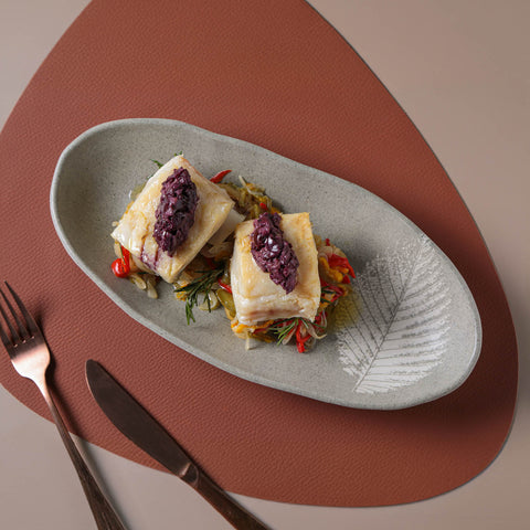 Porto Brasil Organic Minimalist Graphic Matte Stoneware Serving Platter - Set of 4