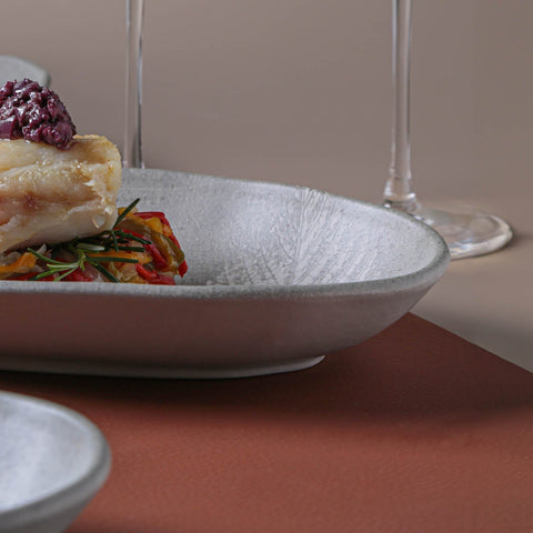 Porto Brasil Organic Minimalist Graphic Matte Stoneware Serving Platter - Set of 4