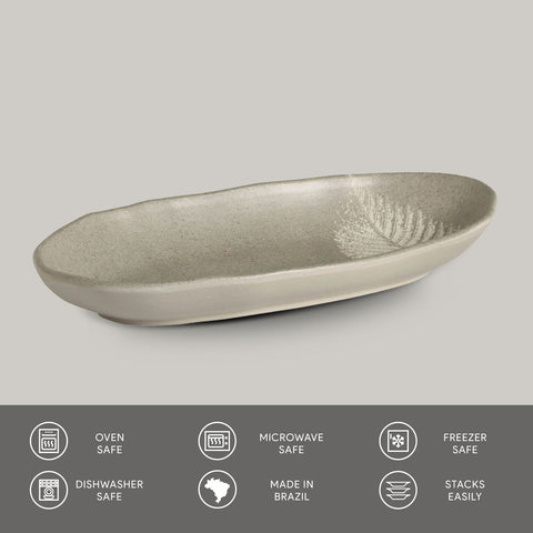 Porto Brasil Organic Minimalist Graphic Matte Stoneware Serving Platter - Set of 4