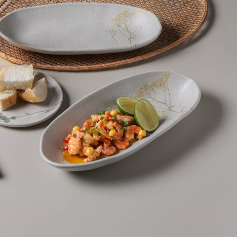 Porto Brasil Porto Brasil Organic Flower Print Stoneware Serving Platter - Set of 4