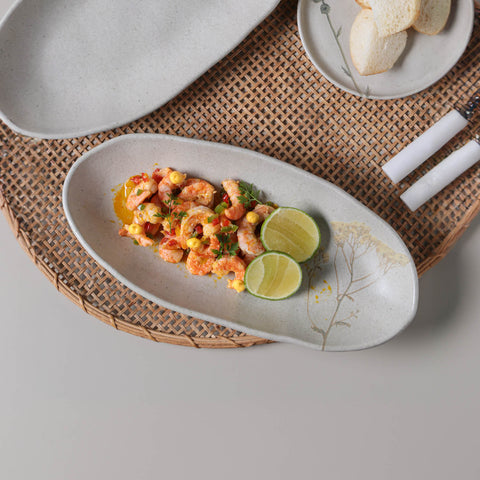 Porto Brasil Porto Brasil Organic Flower Print Stoneware Serving Platter - Set of 4