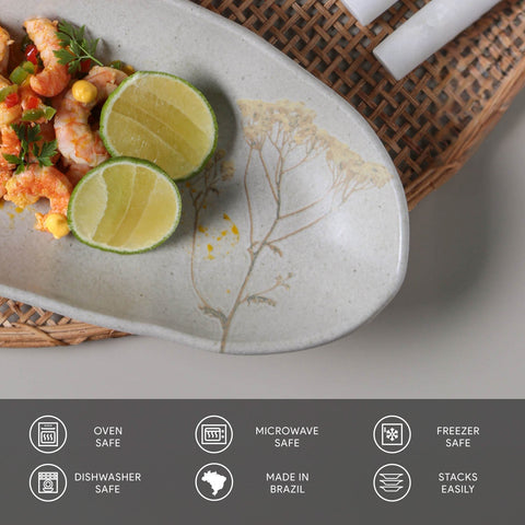 Porto Brasil Porto Brasil Organic Flower Print Stoneware Serving Platter - Set of 4