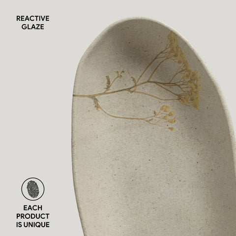 Porto Brasil Porto Brasil Organic Flower Print Stoneware Serving Platter - Set of 4