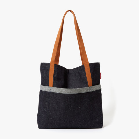 Casual Open Top Solid Tote with Pocket 14 x 18 x 4 Inches
