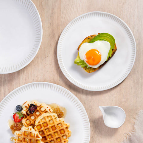 Porto Brasil Everyday Embossed Minimalist Glazed Stoneware Dessert Plate Set - Set of 6