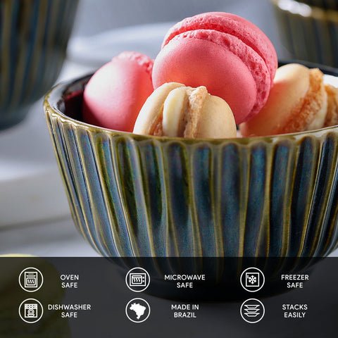 Porto Brasil Everyday Modern Embossed Two-tone Stoneware Bowl Set - Set of 6