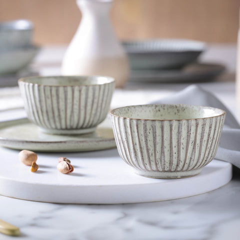 Porto Brasil Everyday Handmade Embossed Stoneware Bowl Set - Set of 6