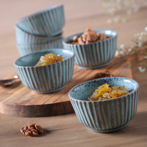 Porto Brasil Everyday Organic Handmade Two-tone Embossed Bowl Set - Set of 6
