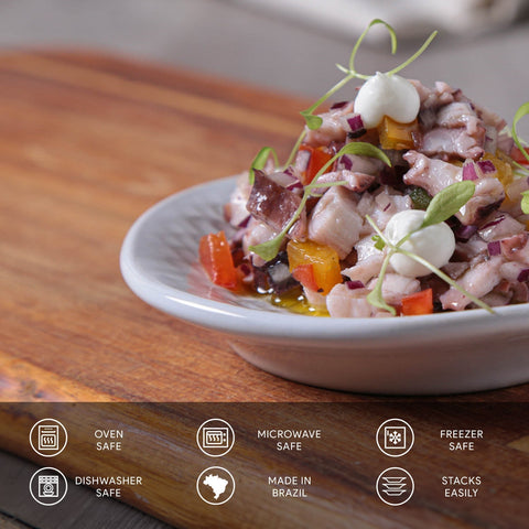 Everyday Minimalist Glazed Embossed Stoneware Salad Plate Set