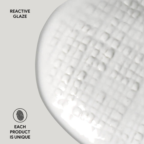 Everyday Minimalist Glazed Embossed Stoneware Salad Plate Set