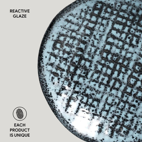 Decorated Handmade Stoneware Bowl Set with Abstract Glazed Design