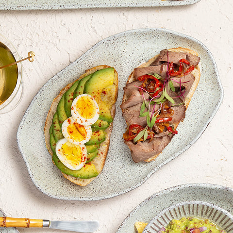 Porto Brasil Organic Abstract Hand Finished Glazed Stoneware Serving Platter - Set of 4