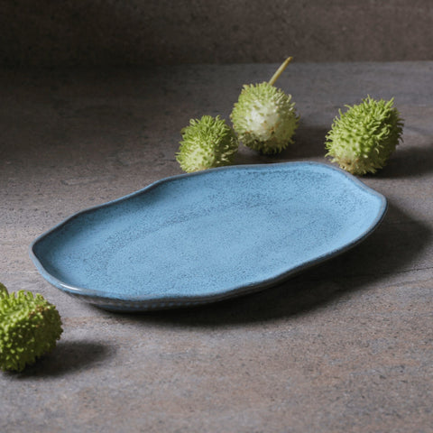 Porto Brasil Modern Abstract Stoneware Serving Platter with Glazed Finish - Set of 4