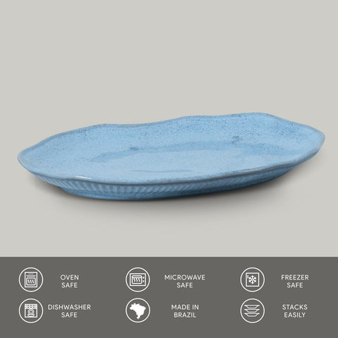 Porto Brasil Modern Abstract Stoneware Serving Platter with Glazed Finish - Set of 4