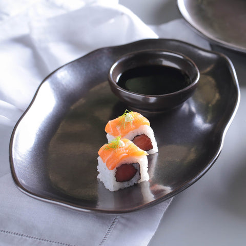 Porto Brasil Modern Solid Hand Finished Stoneware Serving Platter - Set of 4