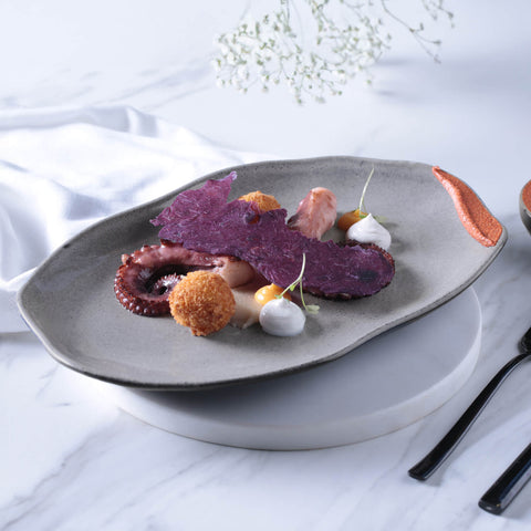 Porto Brasil Organic Abstract Hand Finished Stoneware Serving Platter - Set of 4