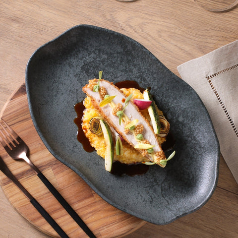 Porto Brasil Porto Brasil Modern Abstract Hand Finished Stoneware Serving Platter - Set of 4