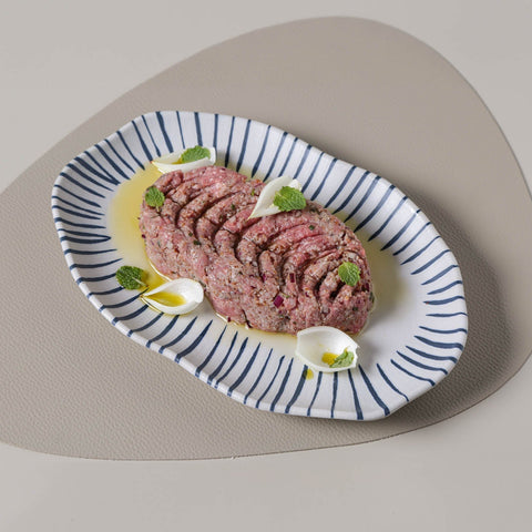 Porto Brasil Modern Hand Finished Stripe Graphic Stoneware Serving Platter - Set of 4