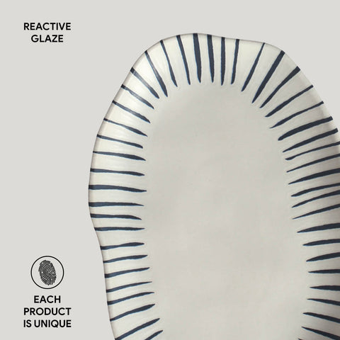 Porto Brasil Modern Hand Finished Stripe Graphic Stoneware Serving Platter - Set of 4