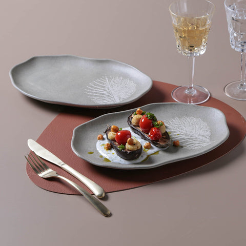 Porto Brasil Organic Minimalist Hand Finished Stoneware Serving Platter - Set of 4