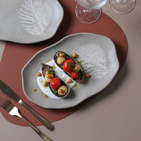 Porto Brasil Organic Minimalist Hand Finished Stoneware Serving Platter - Set of 4
