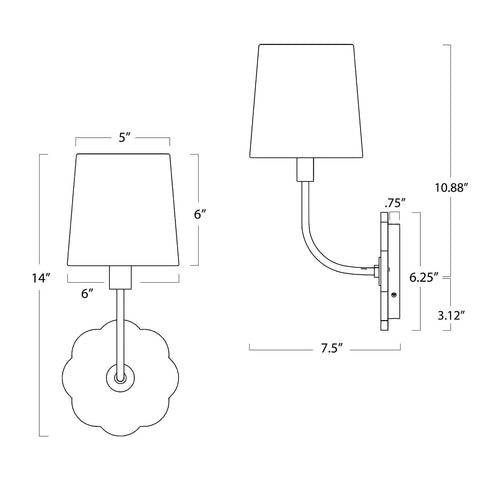 Camilla Accent Sconce with Scallop Trim Wall Light