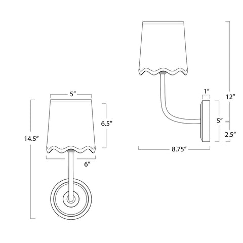 Ariel Accent Woven Sconce with Scallop Trim Coastal Wall Light